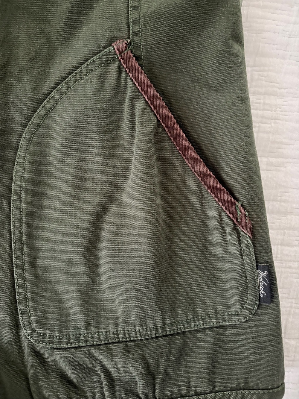 Vintage Woolrich Olive Green Field Vest with Brown Corduroy Collar - Picture 3 of 6